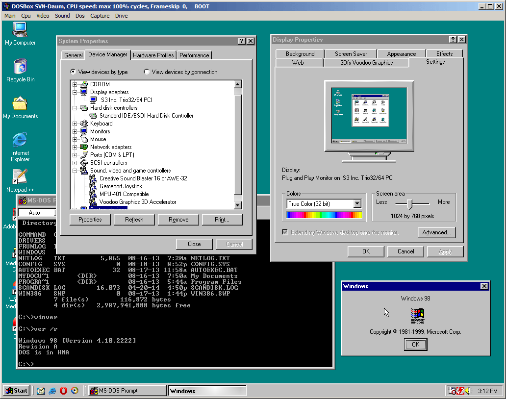 dosbox windows 98
